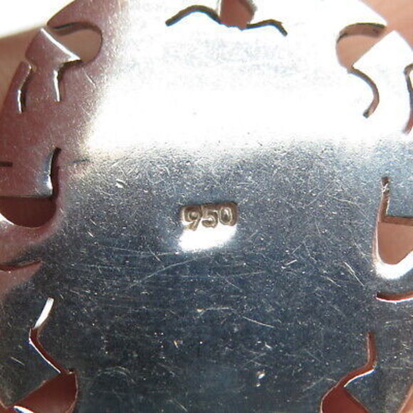 950 Silver Vintage Multi-Color Glass Floral Pendant - Picture 8 of 8